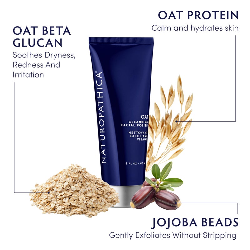 Naturopathica Oat Cleansing Facial Polish, Multi-Use Facial Cleanser, Face Scrub and Facial Mask, Exfoliating for Men & Women, Travel Size Face Wash, 2 fl oz - Image 3